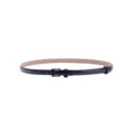 Minimalistischer schmaler schwarzer Ledergürtel für Damen mit einer Dornschließe - 100cm / Schwarz