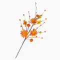 Artificial autumn berry branch featuring orange flowers, mini pumpkins and decorative berries - Daisy Pumpkin Berry Pick / 43cm