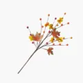 Artificial orange berry branch with maple leaves for autumn home and wedding decor - Maple Leaf Berry Pick / 43cm