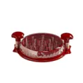 Professional manual chicken shredder tool for pulled meat and food prep in red color - With Pad / Burgundy