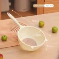 Large cream white plastic kitchen strainer for rice washing and draining with handle. - L / Cream