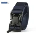 Heavy-duty navy blue tactical belt for men featuring quick-release cobra style buckle. - Magnetic Buckle (001) / 120cm / Navy Blue