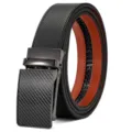 Premium men's split leather belt featuring automatic buckle and carbon fiber pattern - Automatic Buckle Business Style (ZD18049) / 110cm / Black