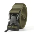 Army green tactical belt for men with durable quick-release buckle and nylon canvas strap - Magnetic Buckle (001) / 120cm / Army Green