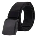 Black tactical canvas belt with durable plastic quick release buckle for outdoors - Flip Plastic Buckle (001) / 120cm / Black