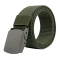 Durable army green tactical nylon belt for men featuring a plastic automatic buckle - Flip Plastic Buckle (001) / 120cm / Army Green