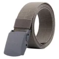 Durable grey tactical nylon webbing belt with adjustable plastic POM buckle for men - Flip Plastic Buckle (001) / 120cm / Gray