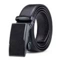 Professional black business casual belt for men featuring an automatic buckle with lychee texture - Matte Style 6 / 120cm