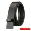 Hochwertiger 3,5 cm Herren-Echtleder-Gürtelriemen für Automatikschließe, glattes Schwarz. - 110cm / Matt Schwarz