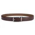 High-quality brown textured leather belt featuring a sleek metallic automatic buckle detail - Pebbled Reverse Pull Automatic Buckle / 110 Size / Brown