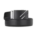 Black leather belt for men featuring a textured automatic buckle and sleek finish - 110cm / Style 10 / Black