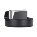 Premium men's business casual black leather belt featuring a sleek automatic buckle - 110cm / Style 13