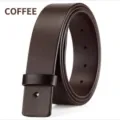 Detailed view of dark brown cowhide leather belt strap with pre-punched holes - 110cm / 3.3cm Smooth Top Grain Coffee