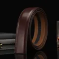 Bracelet de ceinture classique en cuir véritable pour homme de 3,5 cm sans boucle - 110cm / Marron