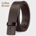 Premium coffee brown genuine cowhide leather belt strap with pre-punched holes - 105cm / 3.8cm Smooth Top Grain Coffee