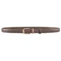 Schmaler Damenledergürtel in Taupe mit goldener Dornschließe - 95cm / Khaki