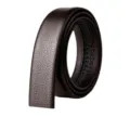 Premium 3.5cm dark brown lychee pattern cowhide leather belt without buckle for men - Brown / 110cm