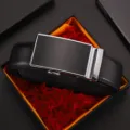 Men's premium black leather belt with a sleek automatic buckle in a stylish gift box - 110cm / Black (Style 4)