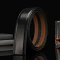 Ceinture en cuir véritable noir de 3,5 cm pour hommes avec doublure marron contrastée - 110cm / Noir