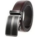 Herren brauner Echtledergürtel mit eleganter Automatikschließe für professionelle Businessmode. - 110cm / Schwarz Gebürsteter und Polierter Automatik-Stil / Braun
