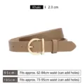 Khaki genuine leather women's belt with gold buckle in 95cm and 105cm lengths - Width 2.3cm / Khaki / 95cm