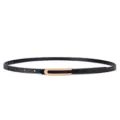 Elegante cintura sottile in vera pelle nera per donna con fibbia dorata a forma di U lucida - 95cm / Nero (Stile 1U)