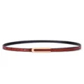 Cintura sottile in pelle di vacchetta marrone da donna con fibbia dorata a U elegante - 95cm / Marrone (Stile 1U)