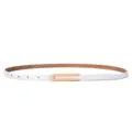 Elegante cintura sottile in vera pelle da donna in bianco con fibbia a U oro. - 95cm / Bianco (Stile 1U)