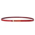 Cintura sottile ed elegante in vera pelle rossa da donna con fibbia dorata moderna - 95cm / Rosso (Stile 1U)