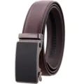Hochwertiger Herren-Ledergürtel in Braun mit automatischer Metallschnalle für den Business-Look - 110cm / Dunkelbraunes Litschi-Muster mit automatischer Schnalle (Stil 12) / Dunkelbraun