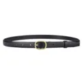 Stylish minimalist women's black leather belt featuring a classic golden oval buckle - 95cm / Black