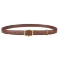 Premium stylish minimalist women's genuine leather belt in brown with a golden oval buckle - 95cm / Brown