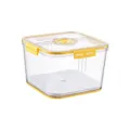 Large clear plastic fridge storage box with timer lid and removable drain plate - Square Timing Storage Box Large Yellow