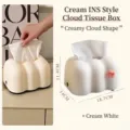 Portafazzoletti moderno minimalista a forma di nuvola bianco crema per scrivania - Modello a fiocco / 1 Pezzo / Bianco Crema (Con Fiocco Rosa)