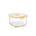 Airtight transparent refrigerator food storage container with timer lid and yellow accents - Square Timing Storage Box Small Yellow