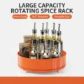 Modern orange 360-degree rotating spice rack organizer for kitchen and vanity storage - Vibrant Orange