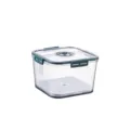 Square transparent fridge organizer with green timer lid and drain tray - Square Timing Storage Box Small Green