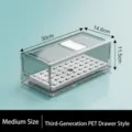 Caja organizadora de cajón PET transparente mediana con escurridor para el refrigerador - Caja de Almacenamiento para Cajón de Nevera (Con Divisor) / M