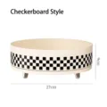 Cream-colored rotating organizer tray with stylish black checkerboard pattern detail - Checkered