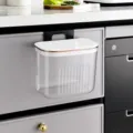 Cubo de basura colgante transparente con tapa para puertas de armarios de cocina y baño - Cubo de Basura Pequeño de Pared / Transparente