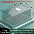Extra large clear PET fridge drawer organizer bin, 37.5x22x14.5cm stackable container - Fridge Drawer Storage Box / Oversized