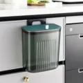 Cubo de basura colgante para cocina con tapa verde oscuro y contenedor gris translúcido - Cubo de Basura Grande de Pared / Verde Traslúcido