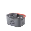 Grey partitioned laundry basket set with orange handle for bathroom organization - Medium + Small Set / 2 Pcs/Set / Gray + Orange