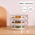 Set of 3 stackable transparent food covers for dust-proof dish protection in kitchen - 3-Layer / Clear