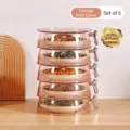 Set of 5 stackable orange transparent food covers for kitchen dining table - 5 Layers