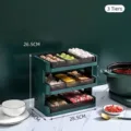 Three-tier dark green foldable kitchen food preparation rack for hot pot ingredients - Triple Layer / Dark Green