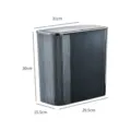 Modern black slim trash can with press lid and vertical stripes, 31x30x15.5cm size - Pop-up Lid Style / Black