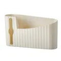 Cream-colored wall-mounted trash bag organizer featuring a luxury ribbed texture design - Luxury Trash Bag Storage Box
