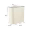 Cream narrow trash can with pop-up lid and vertical ridges 31x30x15.5cm dimensions - Pop-up Lid Style / Pearl White