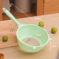 Extra large mint green plastic colander with fine mesh and long handle for kitchen use - Extra Large / Green